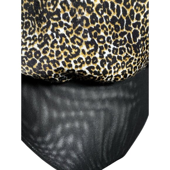 SOCIALITE Size XS Black Leopard Print Spaghetti Strap Bodysuit Stretch Mesh Back - Picture 11 of 11